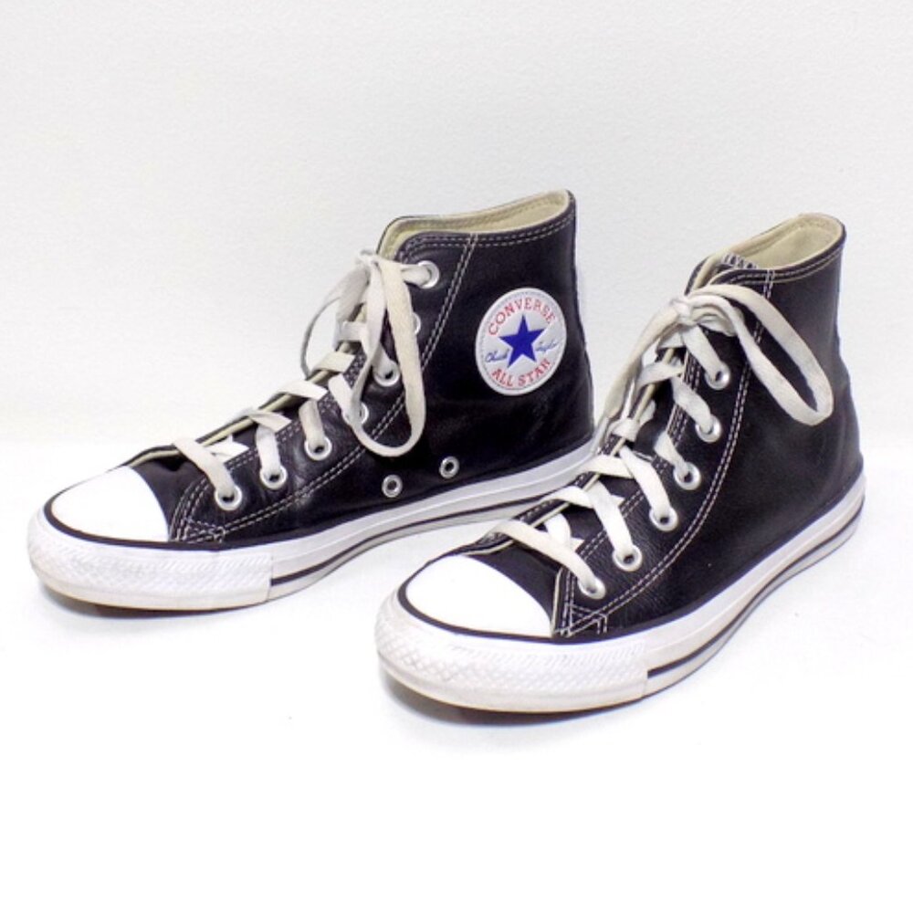 Converse Chuck Taylor Black Leather High Top Sneakers –Size: Men’s 5 / Women’s 7